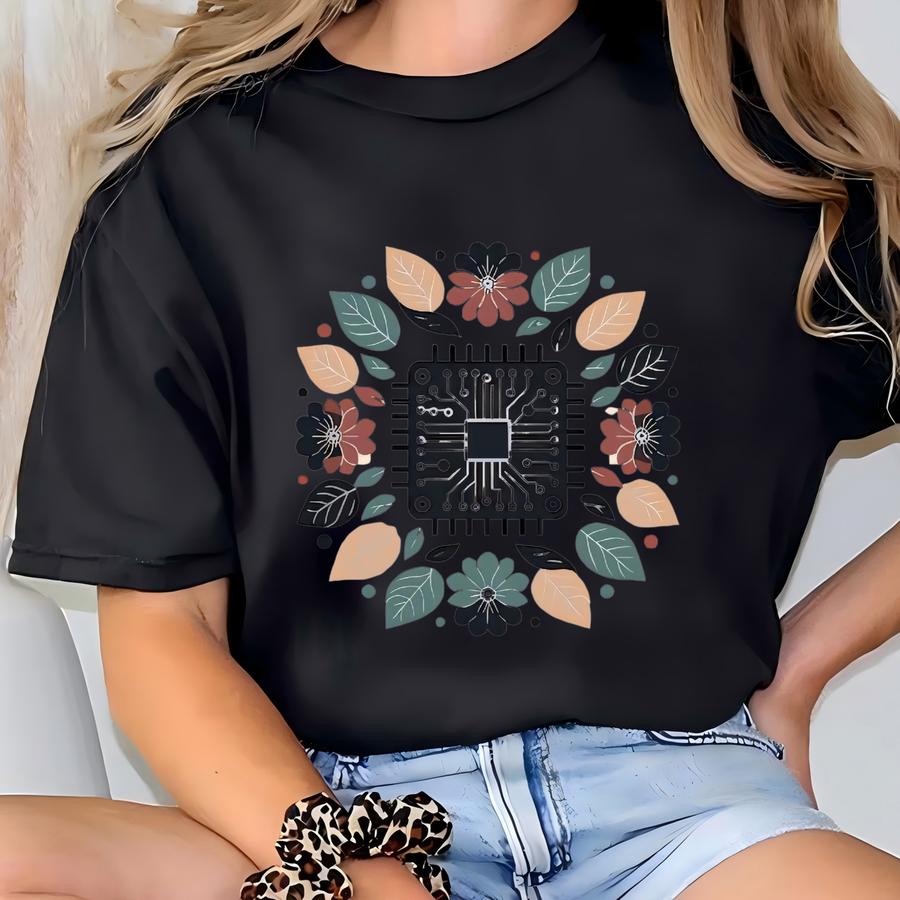 Circuit Board Tee. Electronics Gift. Floral Hoodie. Flower Shirt. Circuit Tee. Tech Shirt. Tech Gift. Engineer Shirt. Engineer Gift #fc262 T-shirt