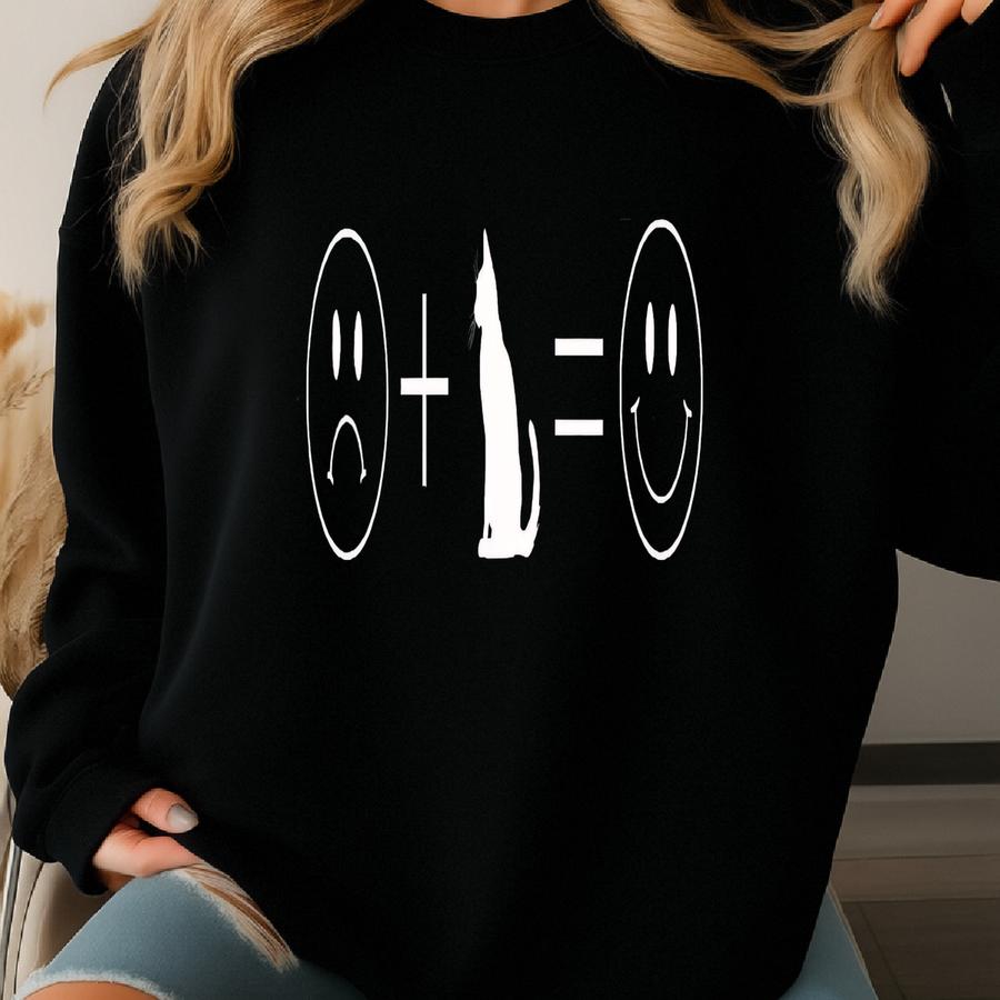 Cat Loving Frowny To Face Shirt, Comfy With Simplistic Design For Feline Pet Fanatics, Simple Gift, Face, Men Or Women Sweatshirt