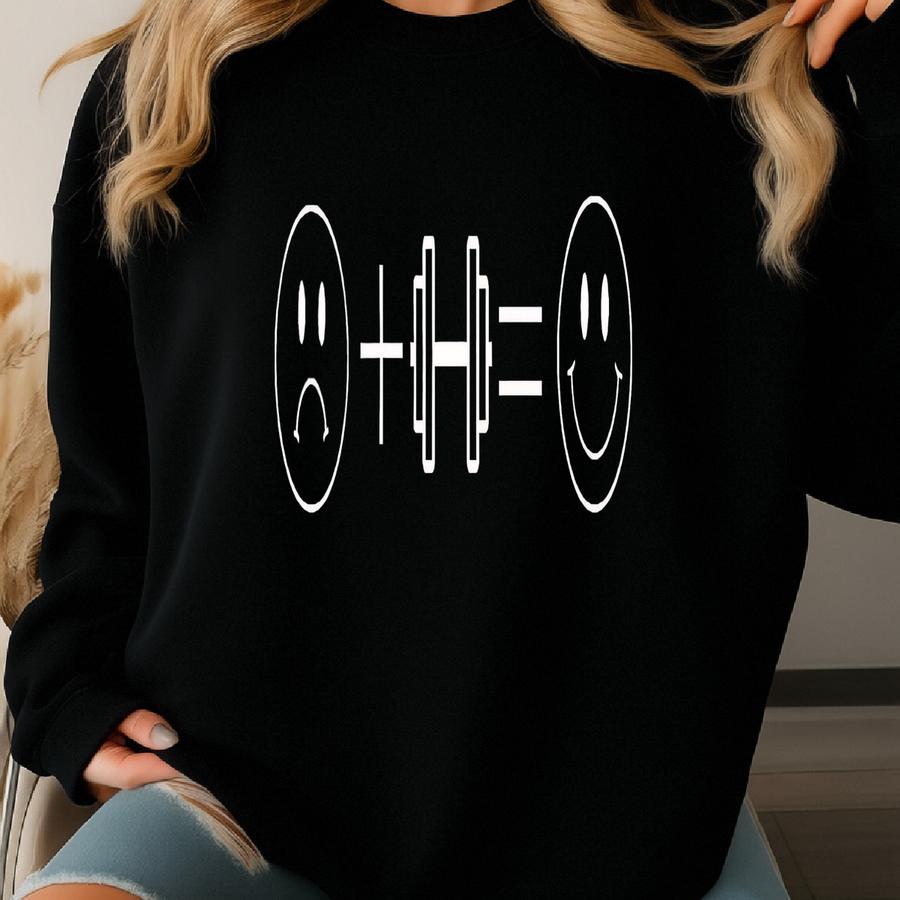 Dumbbell Loving Frowny To Face Shirt, Comfy With Simplistic Design For Health Enthusiasts, Simple Gift, Face, Men Or Women Sweatshirt