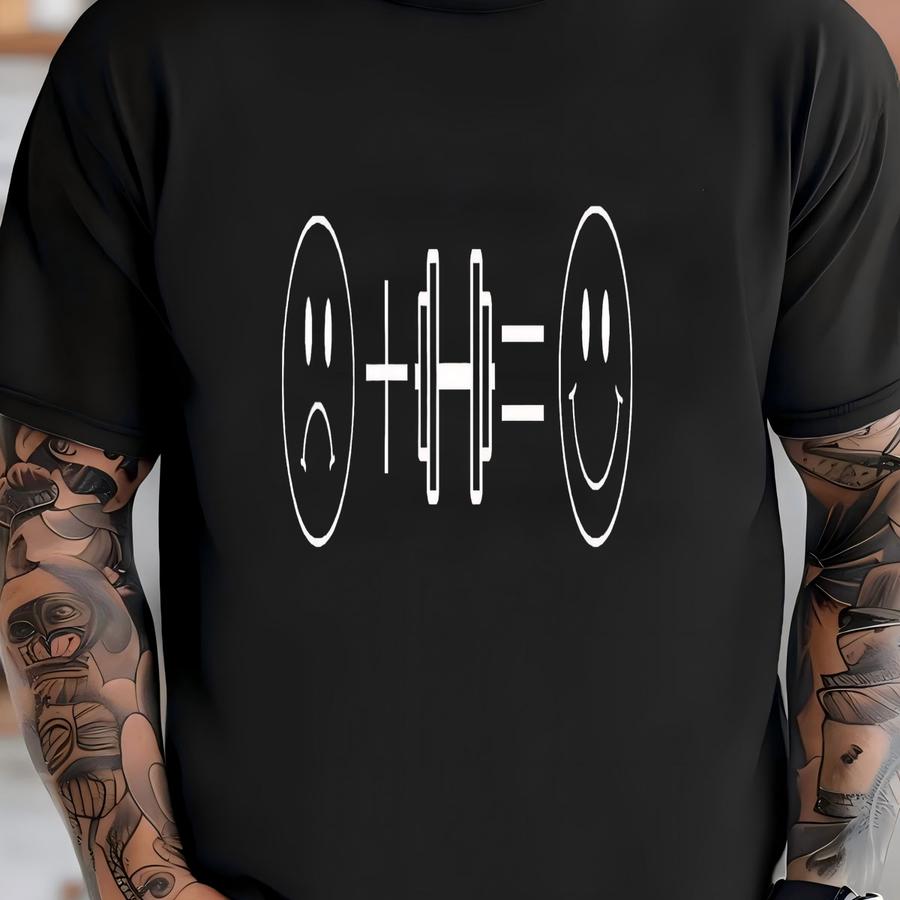 Dumbbell Loving Frowny To Face Shirt, Comfy With Simplistic Design For Health Enthusiasts, Simple Gift, Face, Men Or Women T-shirt