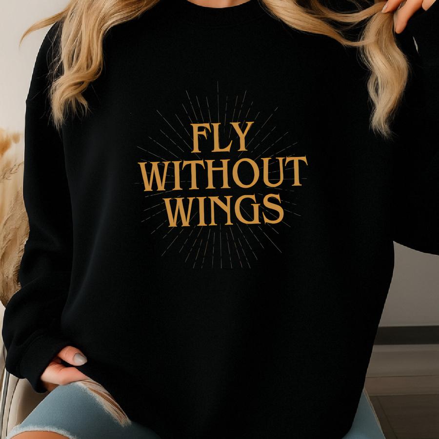 Fly Without Wings Equestrian Sweatshirt, Horse Lover Sweater, Horseback Riding Apparel, Horse Owner Gift, Watercolor Horse Art Sweatshirt Sweatshirt