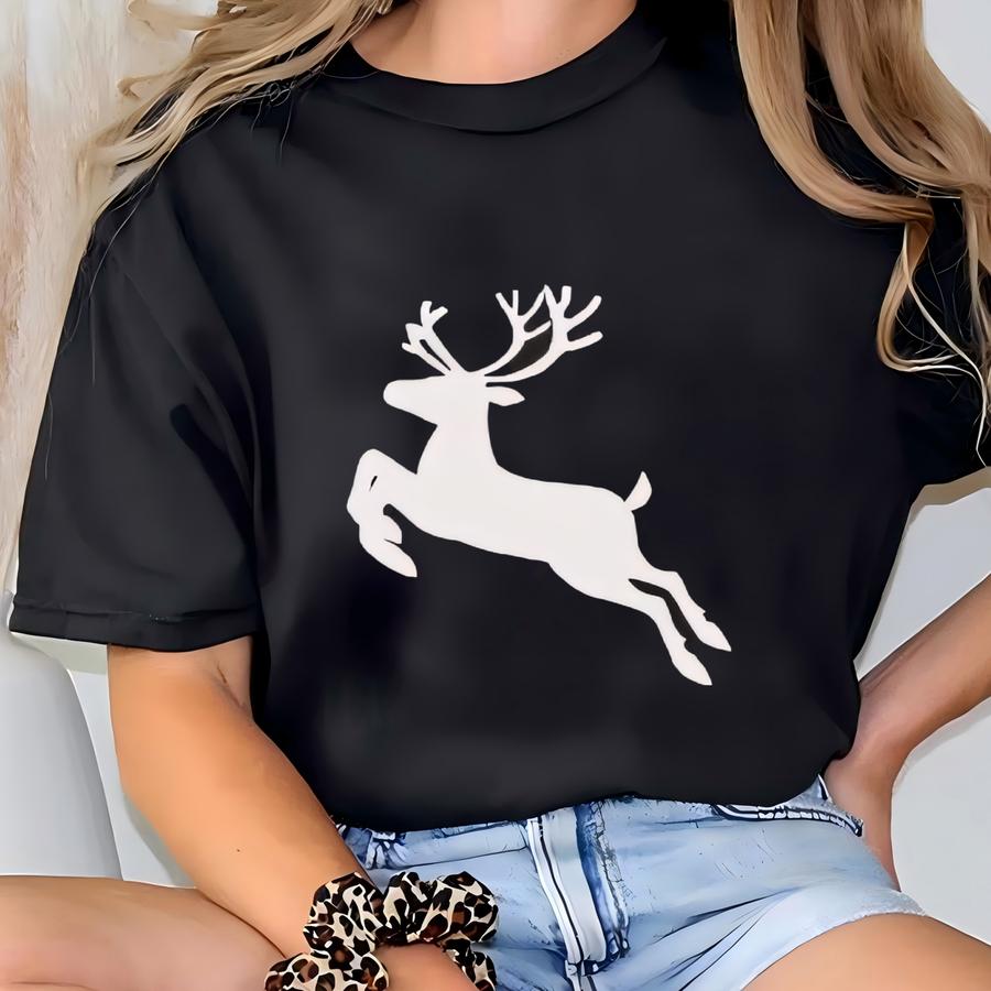 Reindeer Christmas Sweatshirt, Minimalist Christmas Crewneck, Unisex Heavy Blend, Simple Holiday Sweatshirt, Rudolph, Xmas Eve Pullover T-shirt