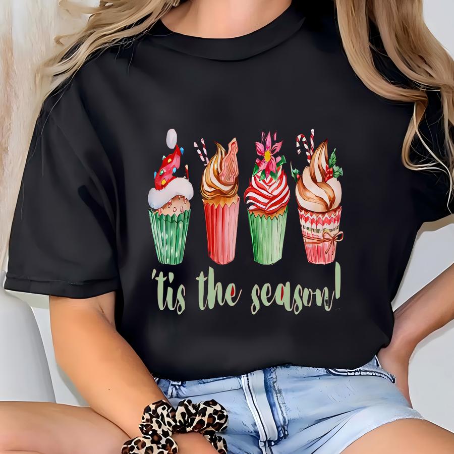 Tis The Season Christmas Sweatshirt, Unisex Heavy Blend, Holiday Baking Crewneck, Festive Cupcakes, Christmas Cakes, Xmas Eve Sweater T-shirt