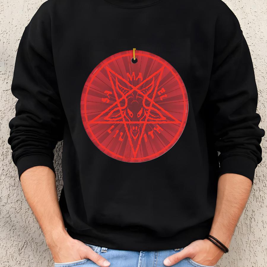 Baphomet Goat Satan Sigil Ceramic Ornament, Holiday Satan Tree Decor Sweatshirt