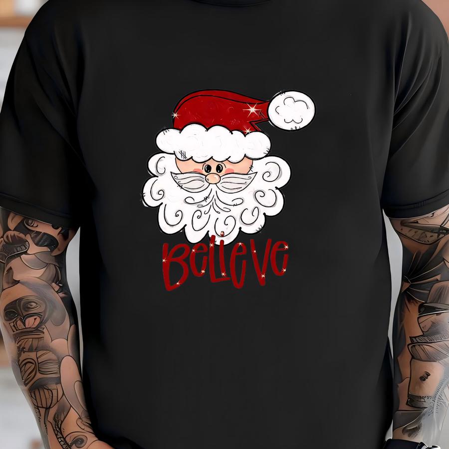 Christmas Long Sve, Cute Santa Claus, Santa Believe, Believe In Santa Design, Premium Unisex Long Sve Tee, 3x Plus Size Long Sve T-shirt