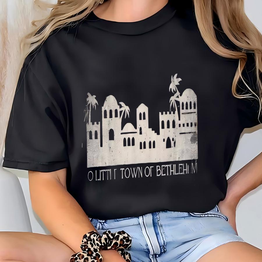 O Little Town Of Bethlehem Hoodie: Distressed Christmas Apparel T-shirt