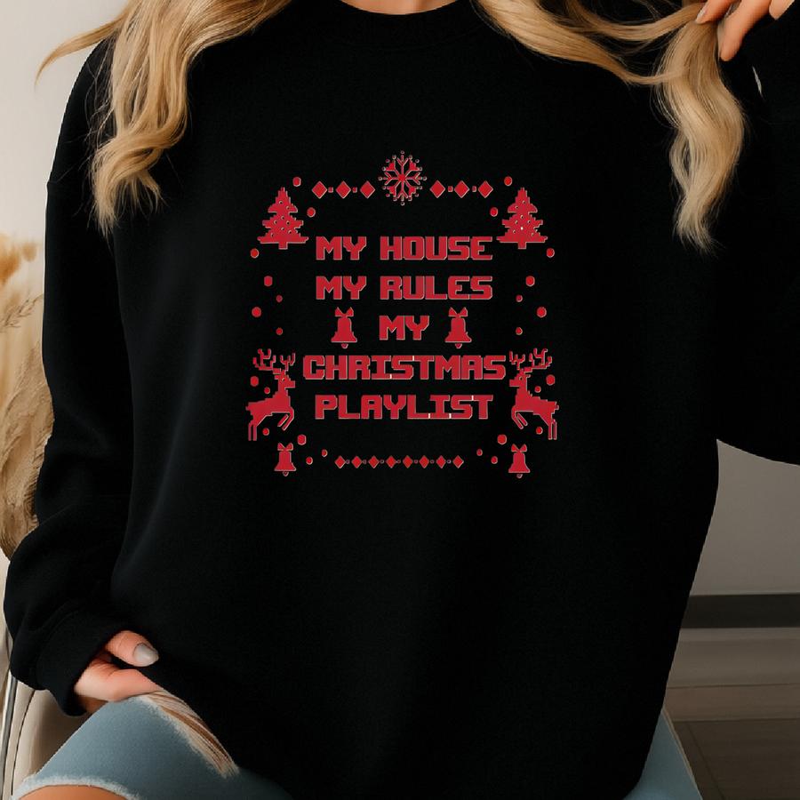 Funny Christmas Playlist Shirt: Holiday Party Vibes Sweatshirt