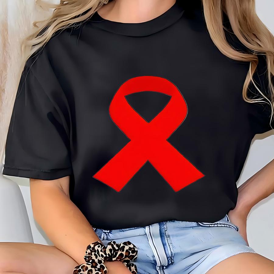 Aids Awareness Red Ribbon Shirt - Support Team Tee T-shirt