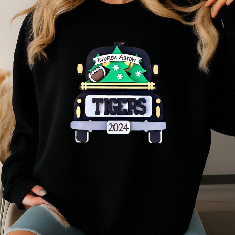 Personalized Custom Team, Organization, Name Christmas Truck Ornament, (example: Broken Arrow) Laser Engraved Ornament. Sweatshirt