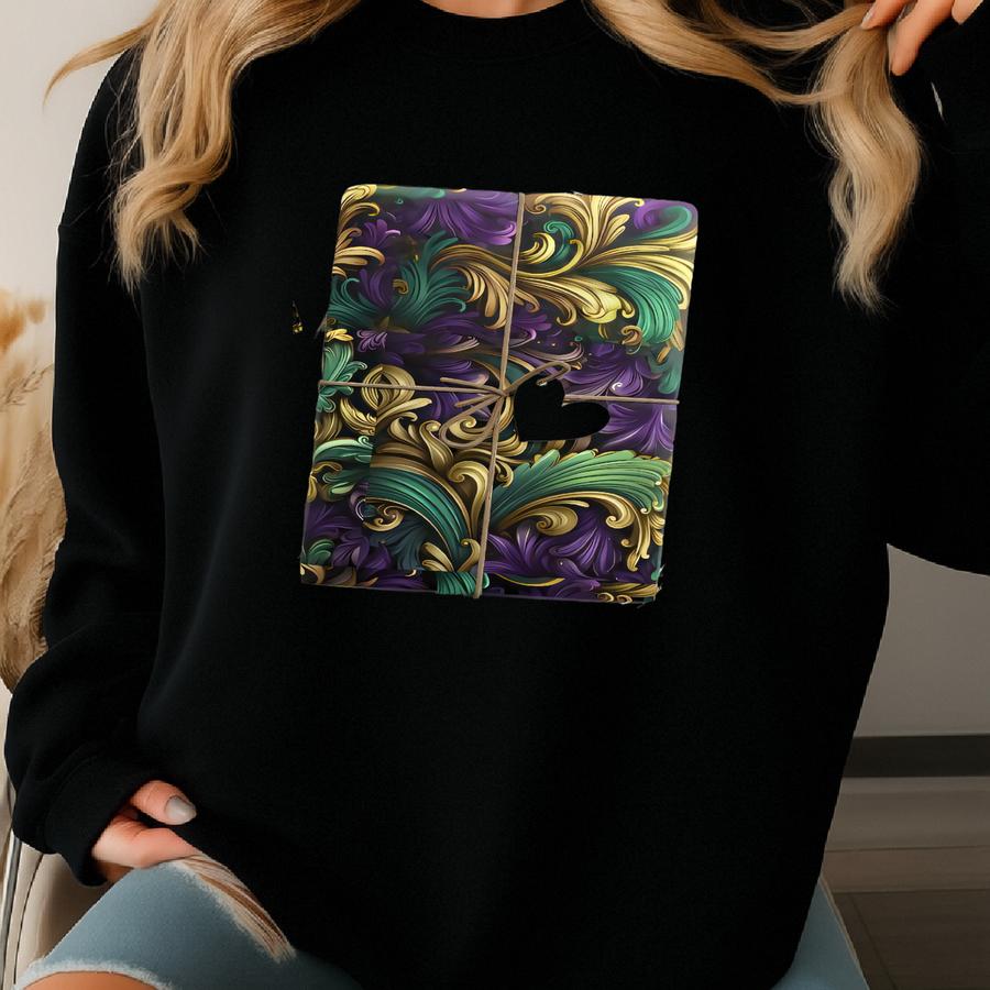 New Orleans Wrapping Paper, Louisiana Purple, Green, And Gold Sweatshirt