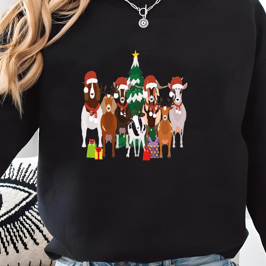 Christmas Goats Sweatshirt, Farm Animal Christmas Sweatshirt, Country Christmas Sweatshirt, Cute Holiday Shirt, Family Christmas Sweater Sweatshirt