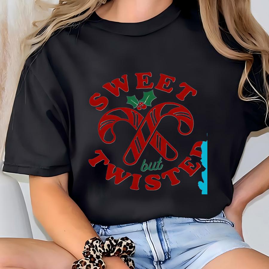 Funny Gifts For Her, Sweet But Twisted Candy Canes Raglan, Candy Cane Graphic Tee Shirt T-shirt
