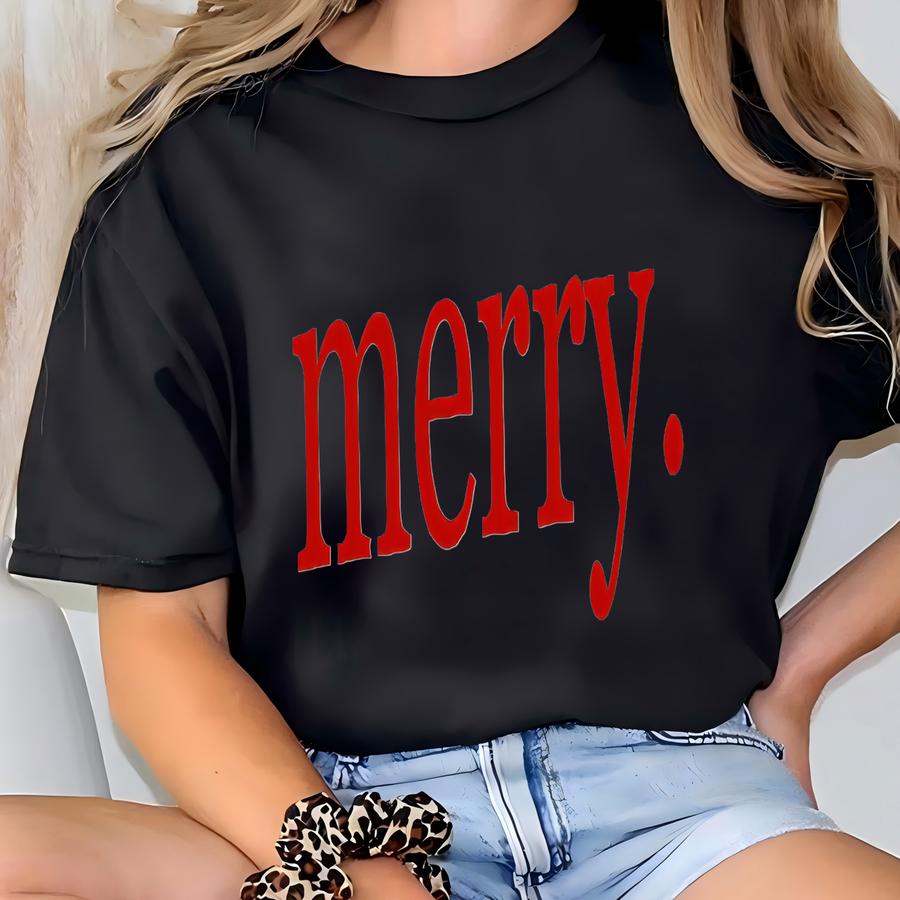 Merry Christmas Long Sve Shirt, Merry Shirt Women, Plus Size Christmas Shirts, Christmas Shirts, Womens Merry Shirt, Christmas Eve Shirt T-shirt