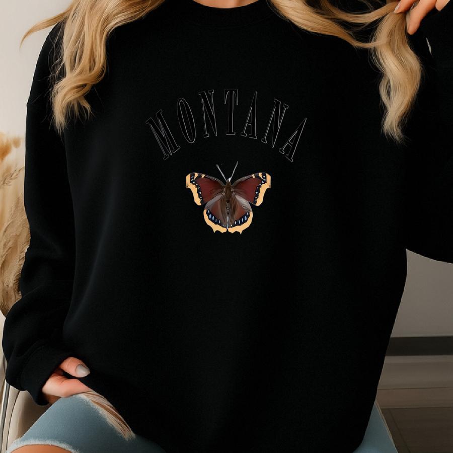 Montana State Butterfly Crewneck - Mourning Cloak Sweatshirt