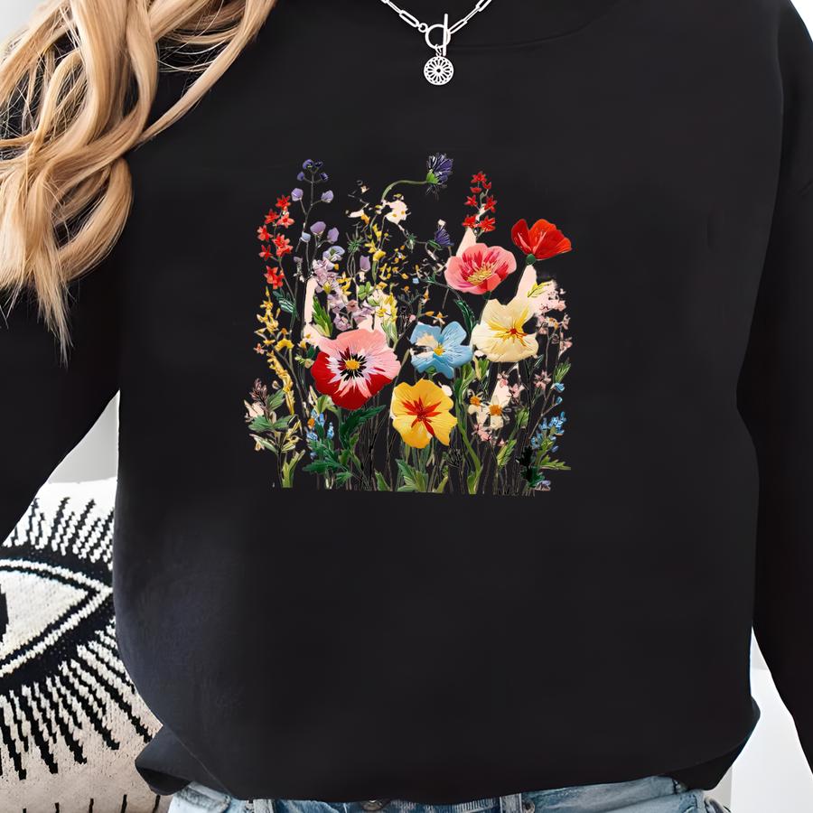 Wild Flowers Photo Shirt, Wildflowers Photo Tee ,flower Shirt, Botanical Pattern Shirt, Flower Picture Shirt, Floral Outfit Sweatshirt