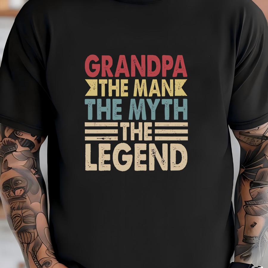 Grandpa The Man The Myth The Legend Shirt, Father's Day Gift Hoodie, Shirt For Gift Grandpa, Grandpa Tee, Retro Grandpa Tshirt T-shirt
