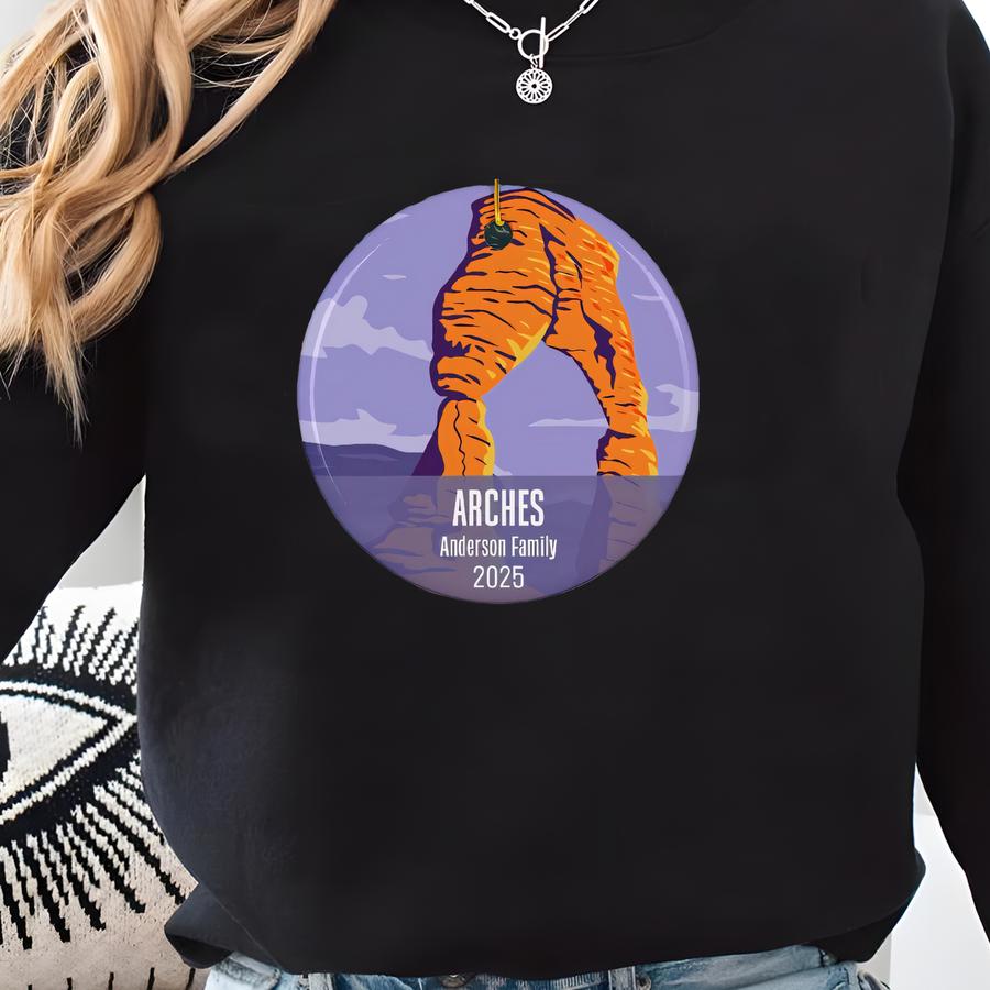 Personalized National Parks Christmas Ornament, All 63 National Parks Available, Custom Gift For Hiker, Camper, Granola Girl, Nature Lover Sweatshirt