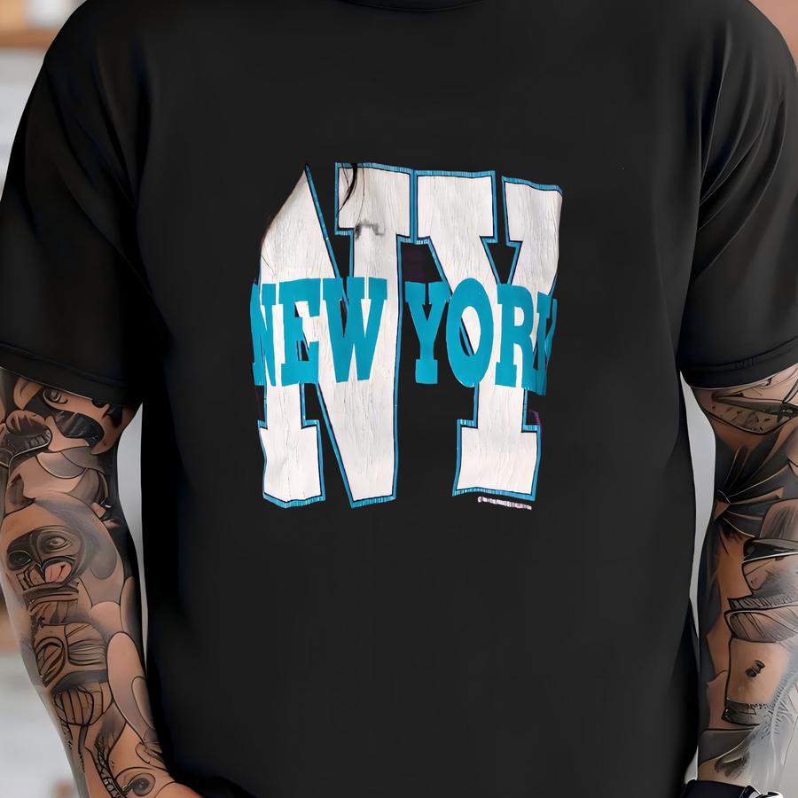 Vintage Hoodie | New York Tourist Graphic Tee Top Shirt Pullover Urban Streetwear Purple Teal 90’s | Size M/l T-shirt