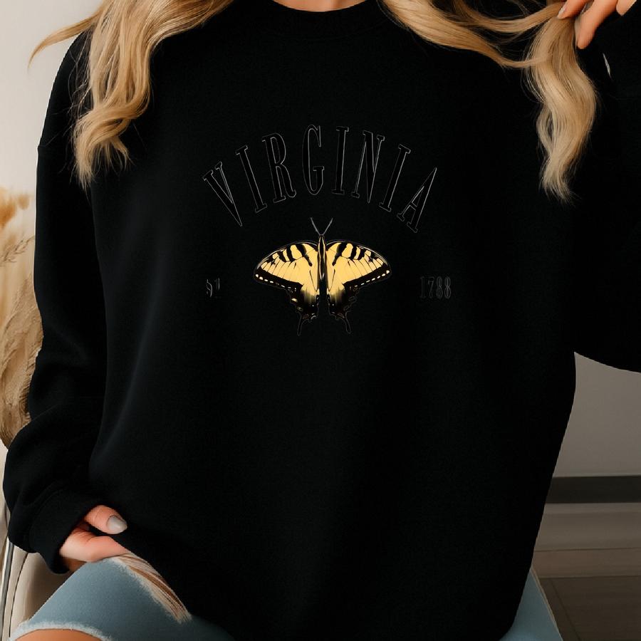 Virginia State Butterfly Crewneck - Eastern Tiger Swallowtail Sweatshirt