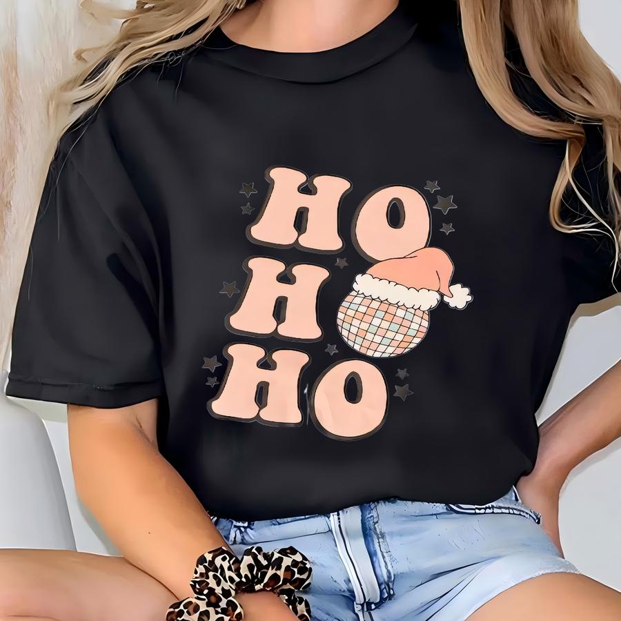 Groovy Ho Ho Ho Shirt | Holiday Design | Retro Long Sve | Long-sve T-shirt