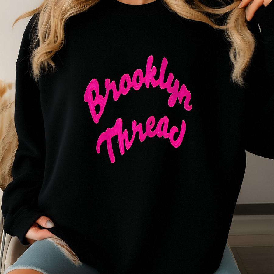 Vintage Sweatshirt | Brooklynthread Raglan Pullover Sweatshirt Sweater Top Shirt College University Surfer 70s 80s Black Pink | Size L Sweatshirt