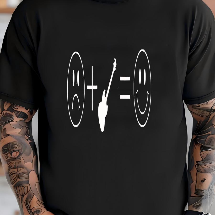 Guitar Loving Frowny To Face Shirt, Comfy With Simplistic Design For Music Enthusiasts, Simple Gift, Face, Men Or Women T-shirt