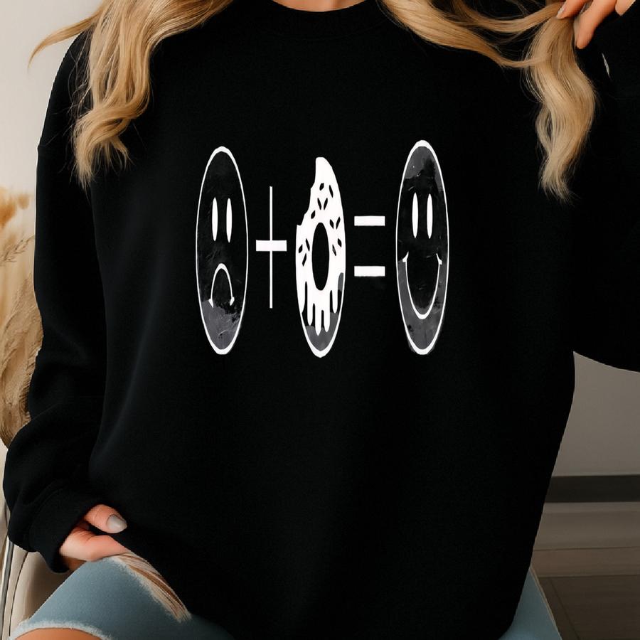 Donut Loving Frowny To Face Shirt, Comfy With Simplistic Design For Sugar Enthusiasts, Simple Gift, Face, Men Or Women Sweatshirt