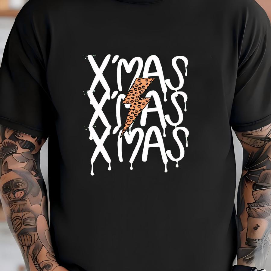 Merry Christmas Xmas Leopard Crewneck Sweatshirt T-shirt