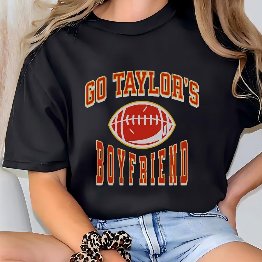 Go Taylor's Boyfriend Kansas Football Sweatshirt Hoodie Hoodie, Funny Football Shirt, Football Fan Shirt, Football Girlfriend Crewneck T-shirt
