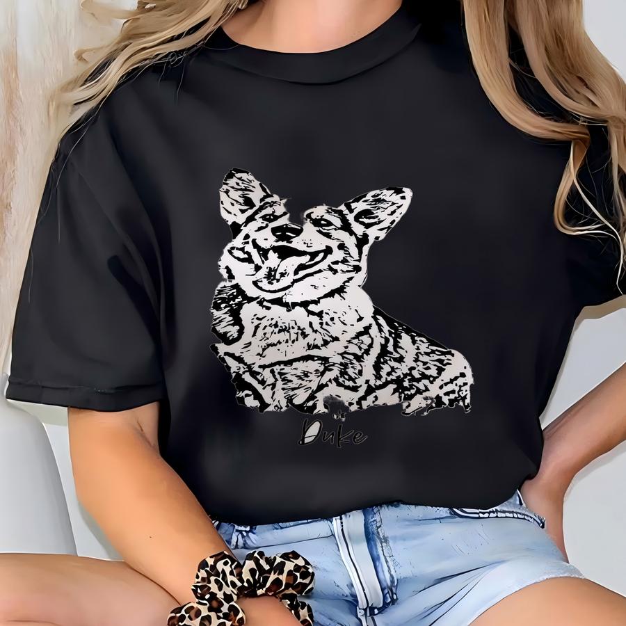 Custom Pet Portrait Sweatshirt: Personalized Dog Mom Gift T-shirt