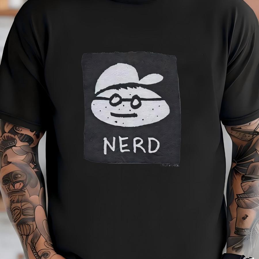 Vintage 80s Nerd Art Print Spellout Crewneck Sweatshirt L Size T-shirt