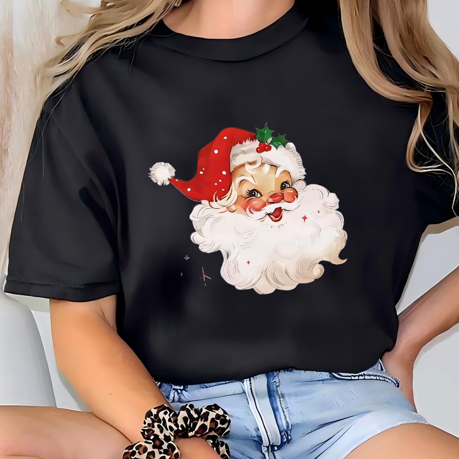Personalized Kids Christmas Shirt: Vintage Santa Long Sve Tee With Custom Name - Bl2658 T-shirt