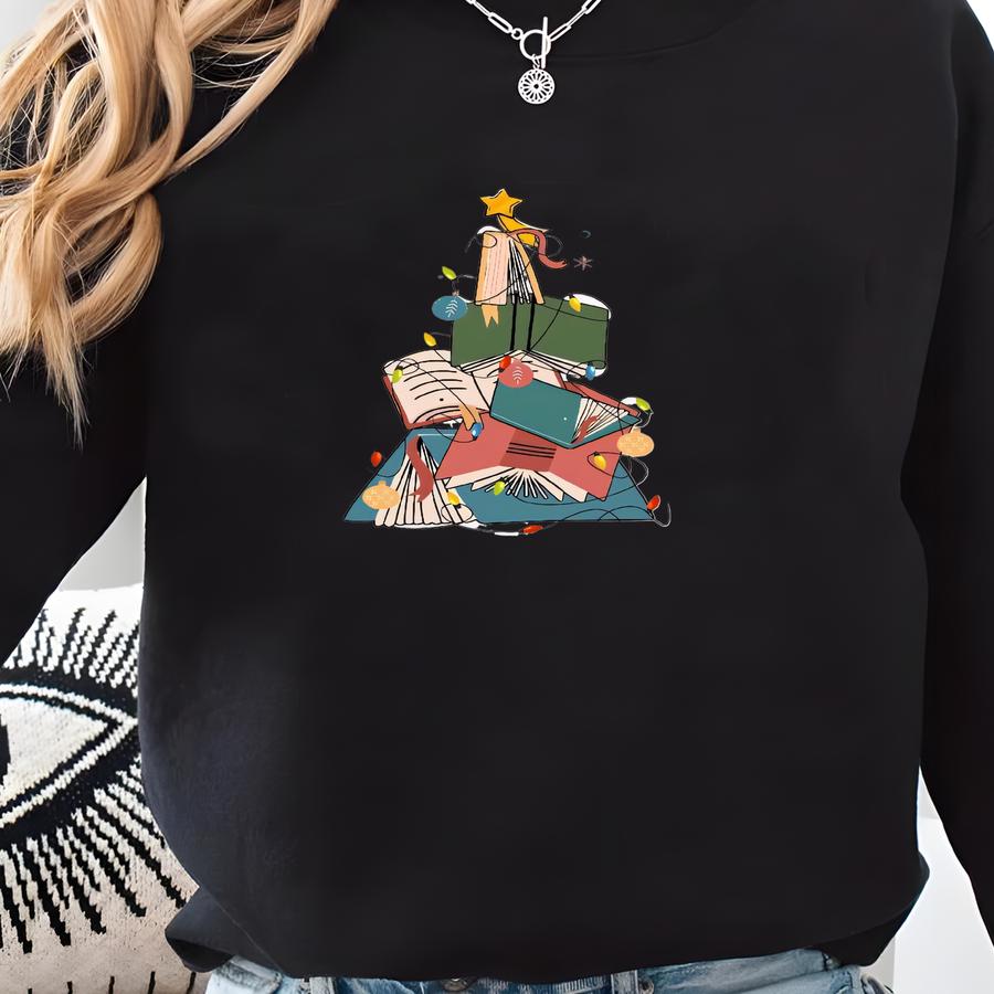 Christmas Book Tree Shirt, Christmas Gift T-shirt, Book Lovers Christmas Gift,bookworm Christmas Shirt,gift For Teachers,school Christmas Sweatshirt