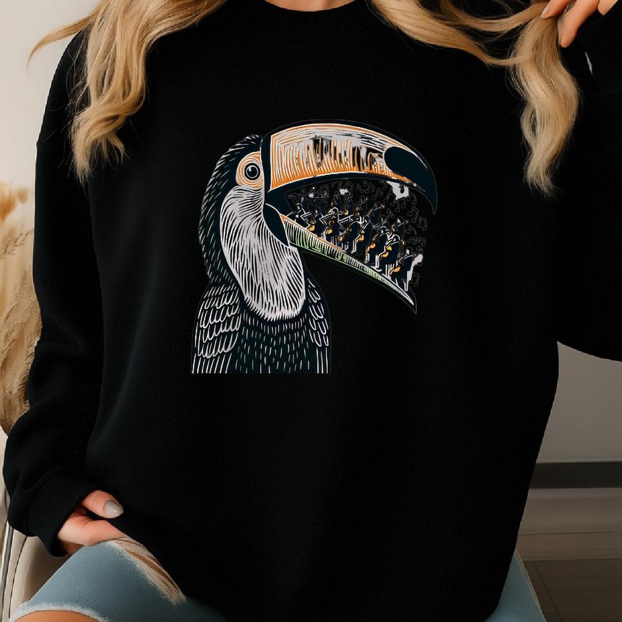Toucan Sweater. Toucan Gift. Orchestra Sweater. Music Lover Gift. Bird Lover Gift. Toucan Enthusiast. Bird Orchestra. Symphonic Bird Sweatshirt
