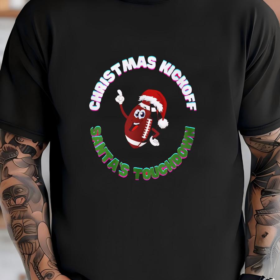 Funny Football Christmas Sweater, Christmas Kickoff Santa's Touchdown T-shirt