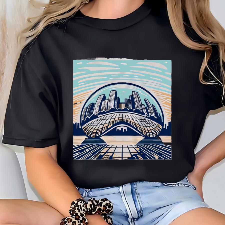 Chicago Shirt. Chicago Gift. City Hoodie. City Skyline Tee. Cloud Gate Tee. Bean Sculpture Shirt. Urban Shirt. Urban Hoodie #fc232 T-shirt