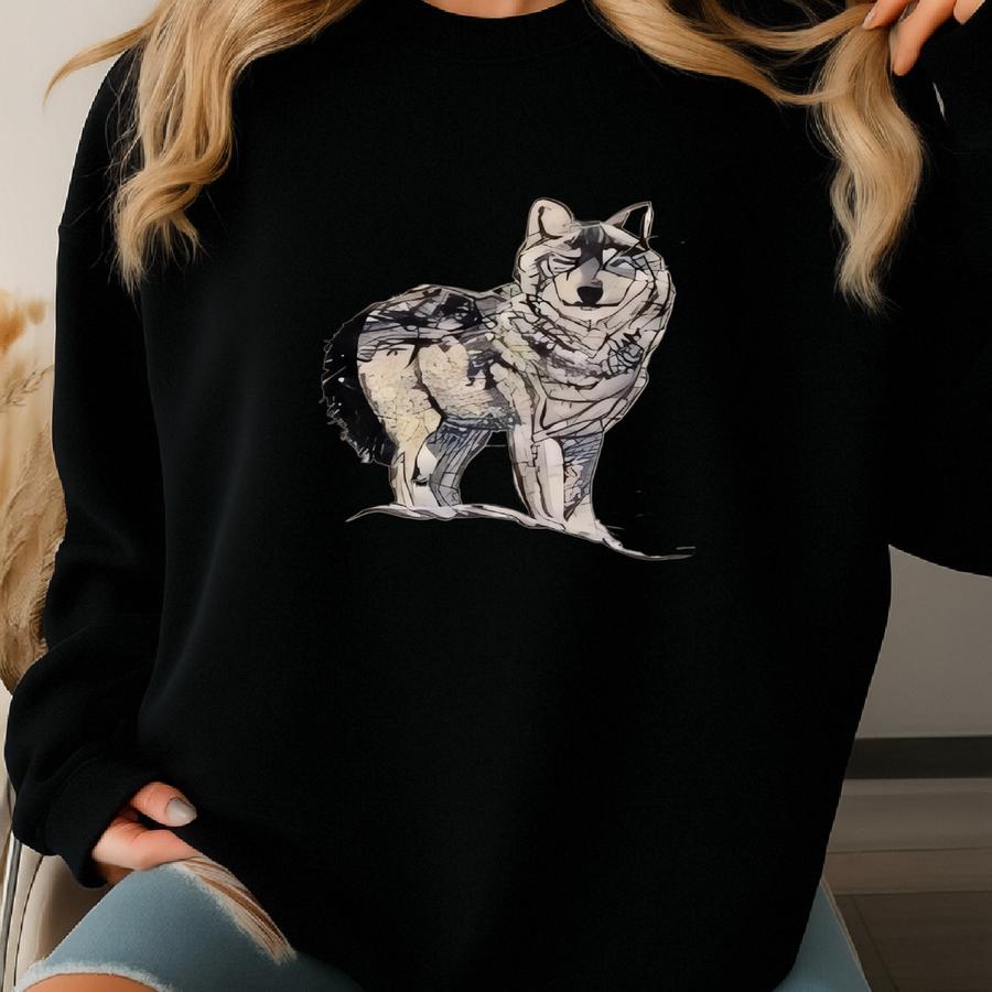 Vintage 90s Alaska Sweatshirt Alaska Crewneck Wolf County Sweater Pullover Wildlife Alaska Habitat Alaska Wolf Logo White Sweatshirt