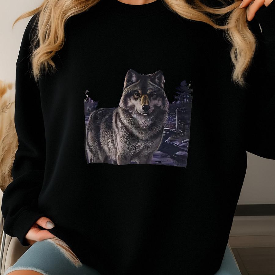 Vintage 90s Wolf Sweatshirt Habitat Pullover Sweater Wildlife Wolf Crewneck Sweatshirt Wildlife Wolf Print Graphic White Color Large Size Sweatshirt