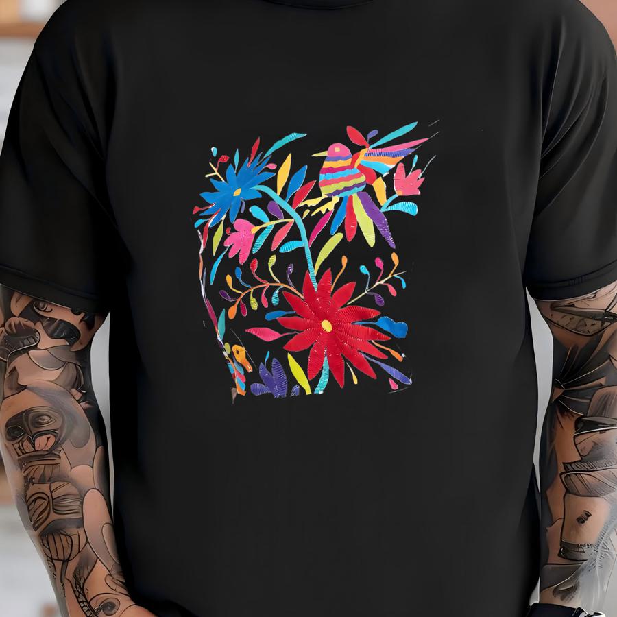 Otomi Crop Top. Mexican Floral Top. Mexican Artisanal Ethnic Blouse. Typical Mexican Blouse. Bohemian Style. Latina Style. T-shirt