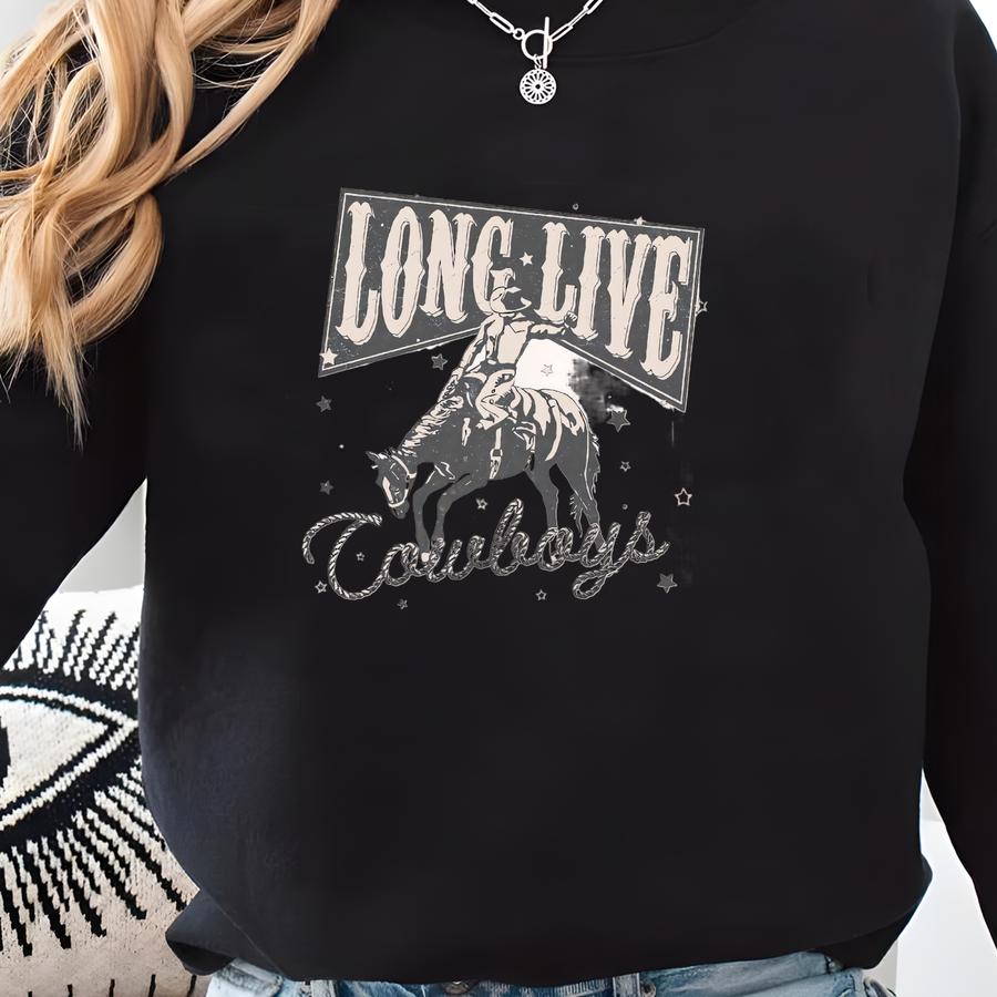 Western Aesthetic Sweatshirt, Long Live Cowboy Hoodie, Cowboy Killer, Vintage Western Sweatshirt, Vintage Cowboy Crewneck, Cow, Best Gift Sweatshirt