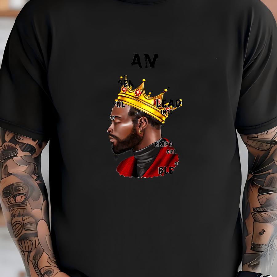 Black King Dtf Transfer, Empower Your Royalty And Confidence With Vibrant Iron-on Design For Confident Men T-shirt