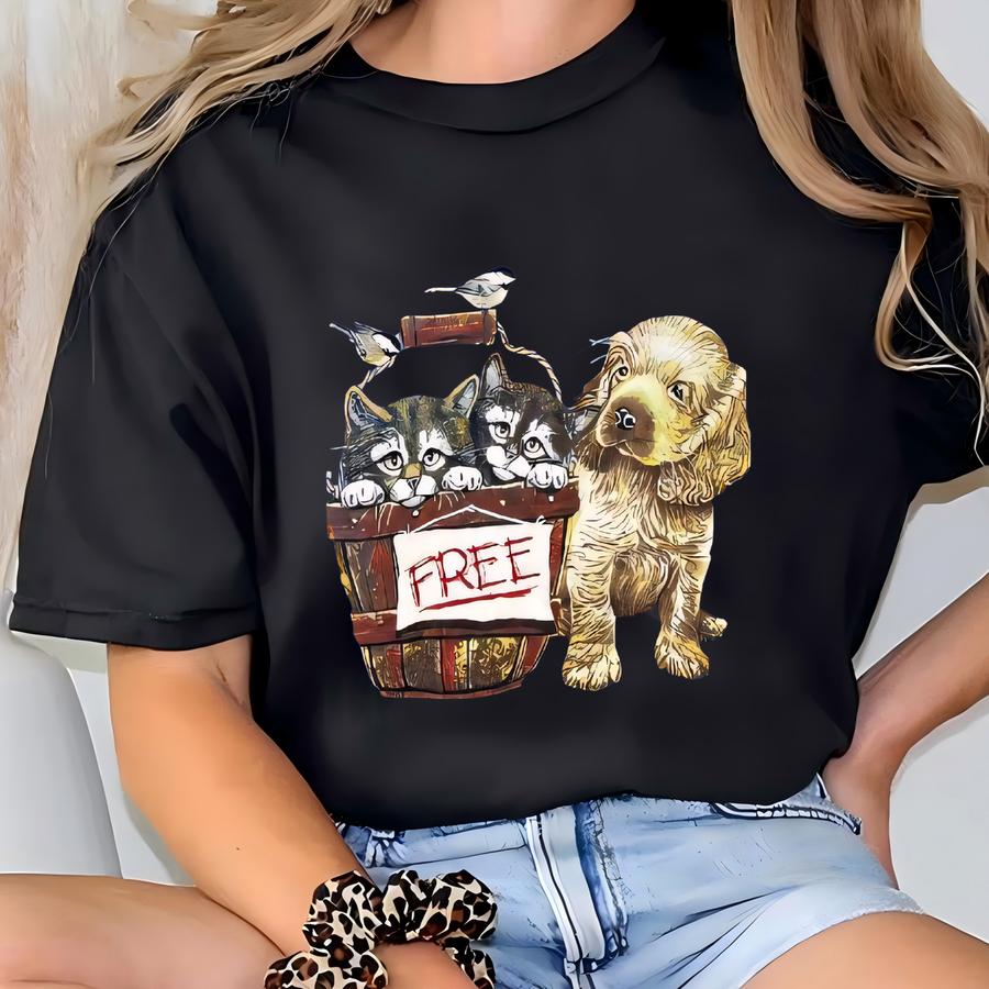 Vintage Y2k Jerzees Tag Kitten And Puppy Big Logo Printed Sweatshirt Crewneck Pullover Sweatergie Colour Soft Blue Size X-large T-shirt