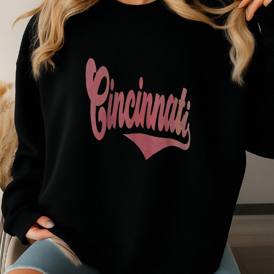 Cincinnati Spell Out Sweatshirt Sweater Pullover Jumper Large Size Long Sve Usa State City Black Colour Sweatshirt