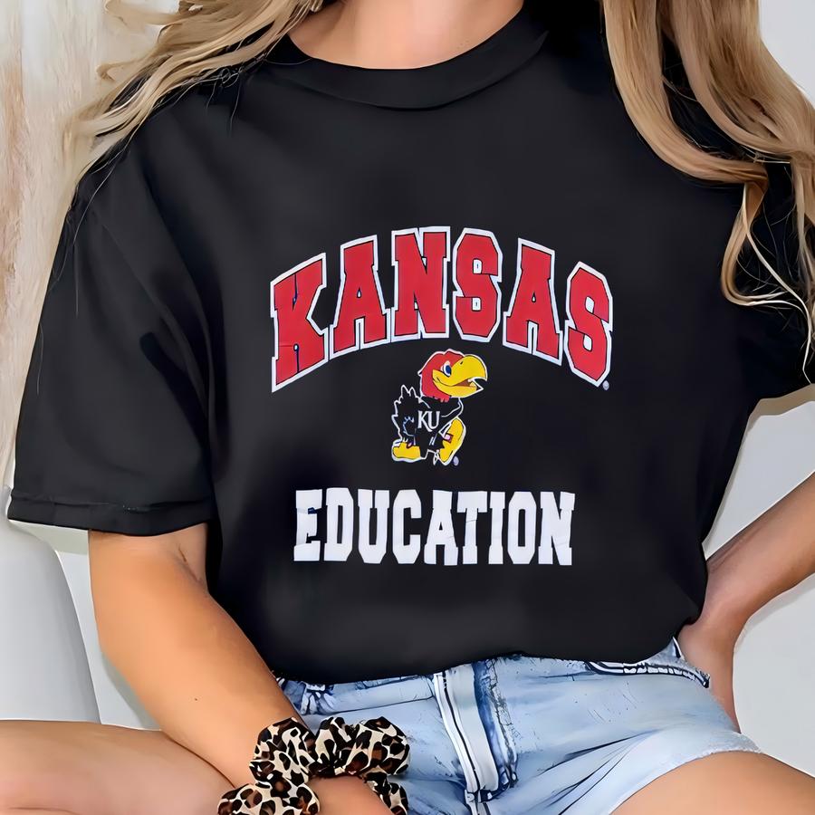 Vintage Kansas University Education Sweatshirt Kansas Pullover Sweater Kansas Crewneck Jumper Kansas University Big Logo Graphic Print Blue T-shirt