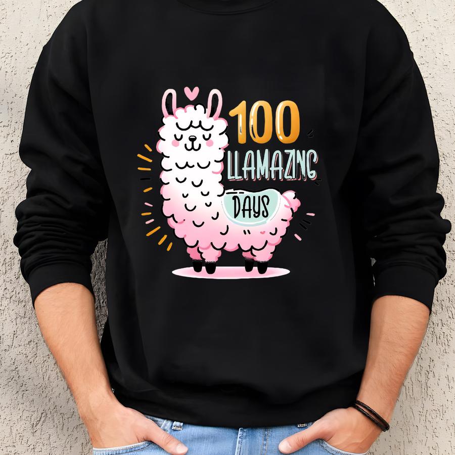 100 Days Of School Shirt, Funny 100th Days Shirt, 100 Llamazing Days Tee, 100th Day Of School Celebration, Back To School Shirt Sweatshirt
