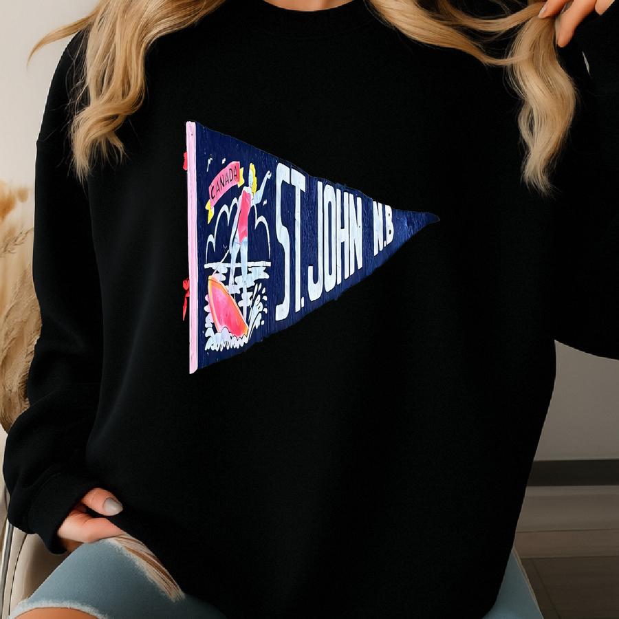 Vintage Felt Pennant “st. John N.b.” Sweatshirt