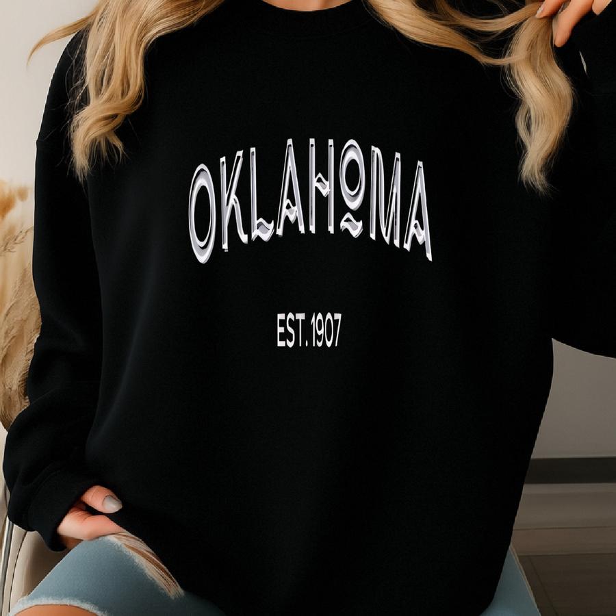 Oklahoma Sweatshirt, Unisex Okc Travel Gift, Game Day Apparel For Football, College Student University Gifts, Cute Home State Okie Pullover Sweatshirt