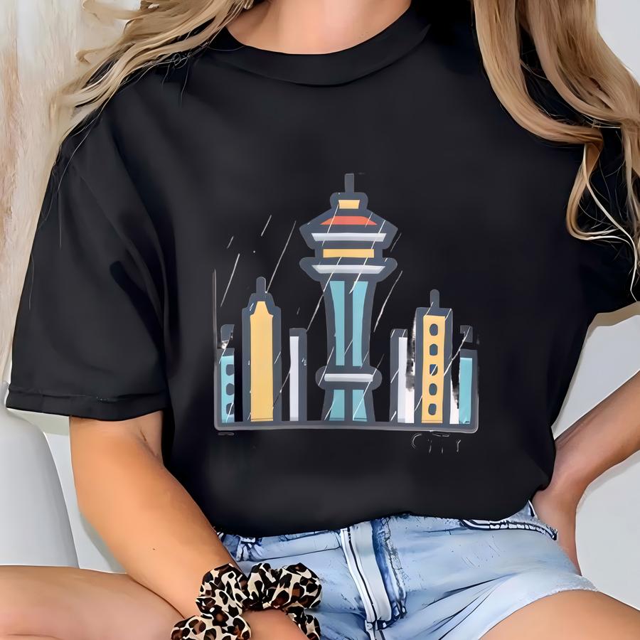 Seattle Washington State Womens Sweatshirt Gifts Souvenir Seattle Rain The Emerald City Gifts For Her Pacific Northwest Hiking Rv Travel. T-shirt