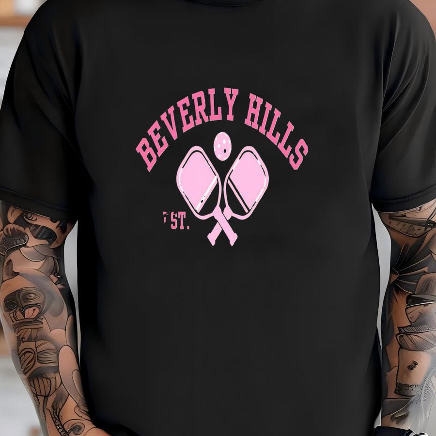 Beverly Hills ® Pickleball Hoodie Garment Dyed Premium Pickleball Tee Retro Country Club Pickleball Shirt T-shirt