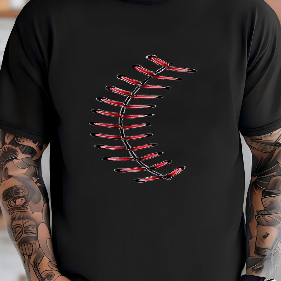 Baseball Stitch Dtf Transfer: Realistic Seam Iron-on T-shirt